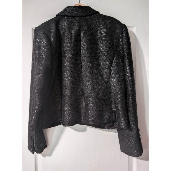 L'AGENCE | Scarlet Crop Blazer In Black Sequins - Picture 9 of 15